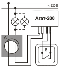 Подключение кнопочный диммер АГАТ К-200 Ноотехника