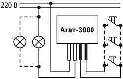 Подключение кнопочный диммер АГАТ К-3000 Ноотехника