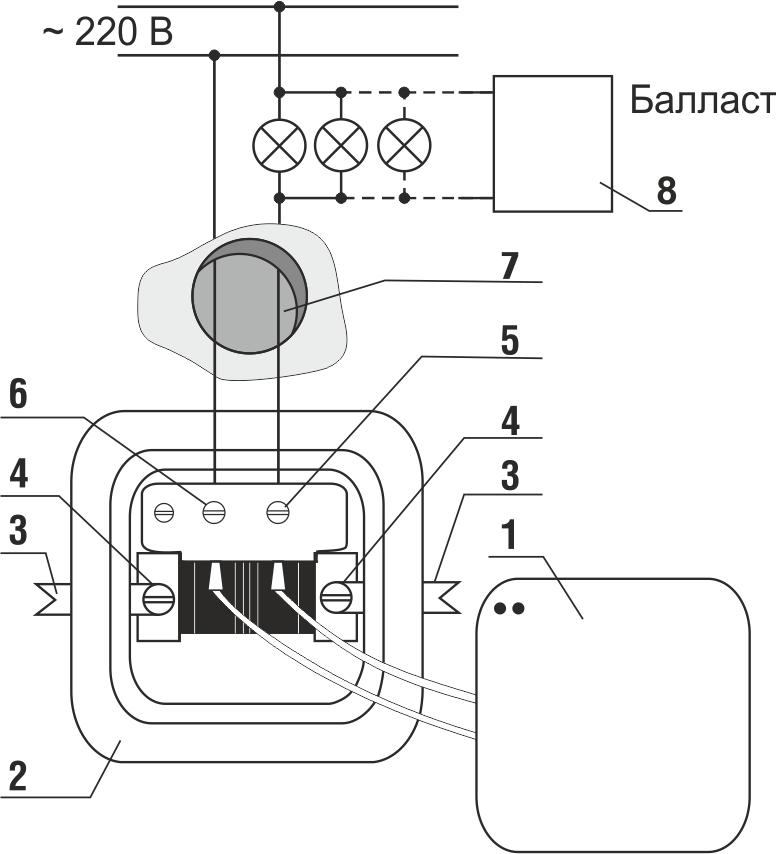 Схема подключения сенсорного дистанционного выключателя Сапфир 2503-Л, Ноотехника