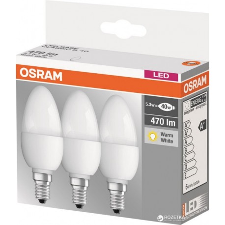 Светодиодная лампа Osram BASECLB40 5,3W/827220-240VFRE1410X3