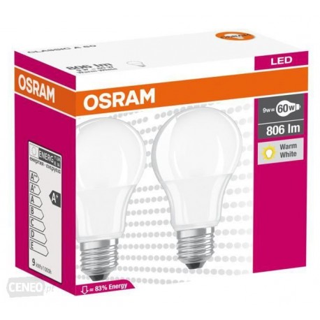 Светодиодная лампа Osram 2x1 Star CL A60 8W/827 220-240V FR E27